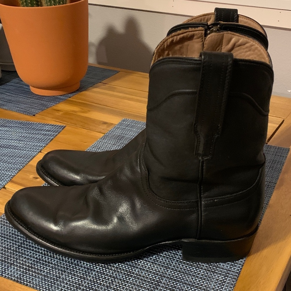 Black Leather Cowboy Boots